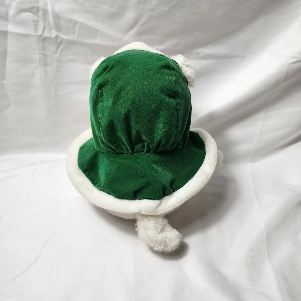 Vintage 1988 Applause White Polar Bear Plush Ice Skates Green Hooded Cape 21350